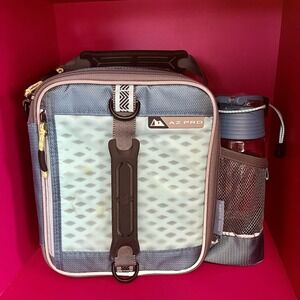 Arctic Zone Pro Insulated Expandable Aqua Lunch Bag 10"x 9" & Water 20oz Bottle
